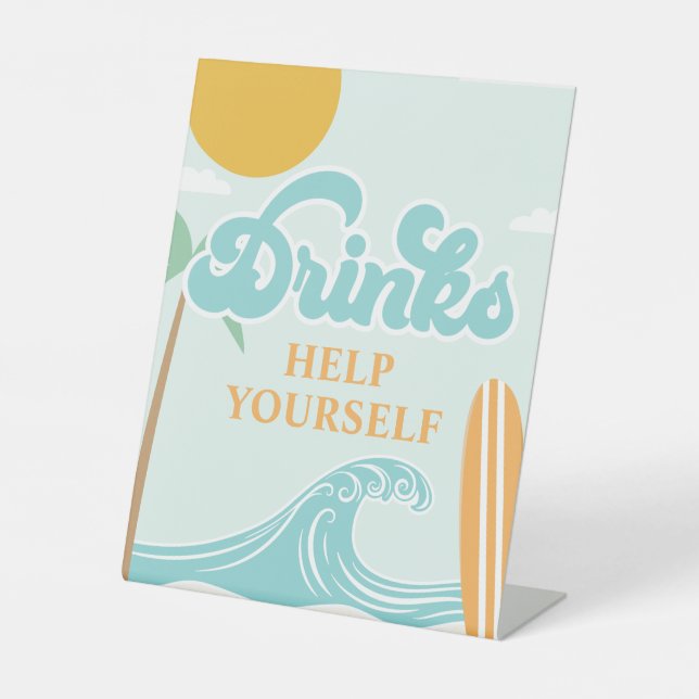 Panneau de boisson Surf's Up Plage Anniversaire No (Recto)