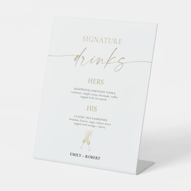 Panneau de boissons de mariage avec champagne (Recto)