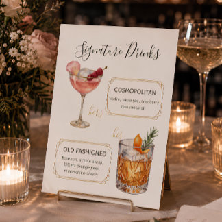 Panneau de Boissons Signature Élégant pour Mariage