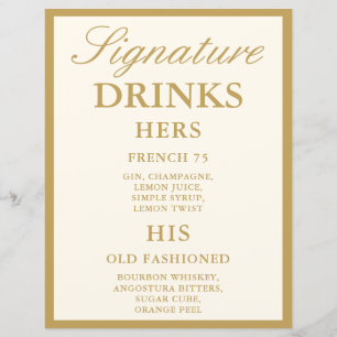 Panneau de Boissons Signature Mariage Moderne Vint