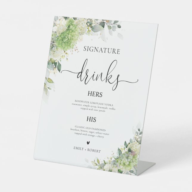Panneau de boissons signatures des Hydrangeas bota (Recto)