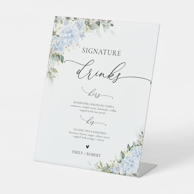 Panneau de boissons signatures florales Hydrange B (Recto)