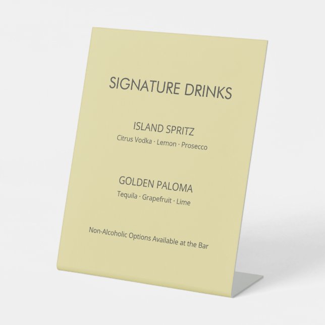 Panneau de boissons signatures jaune citron de l'î (Recto)