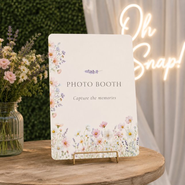 Panneau de Booth Photo de Mariage Fleurs Sauvages  (Bohemian Wildflowers Wedding Photo Booth Sign)