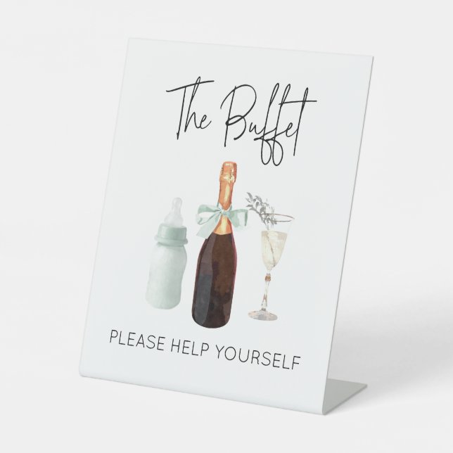 Panneau de buffet pour Baby shower Green Sip & See (Recto)