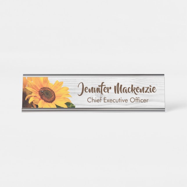 Panneau de bureau Fleurs de soleil Plaque de nom (Devant)