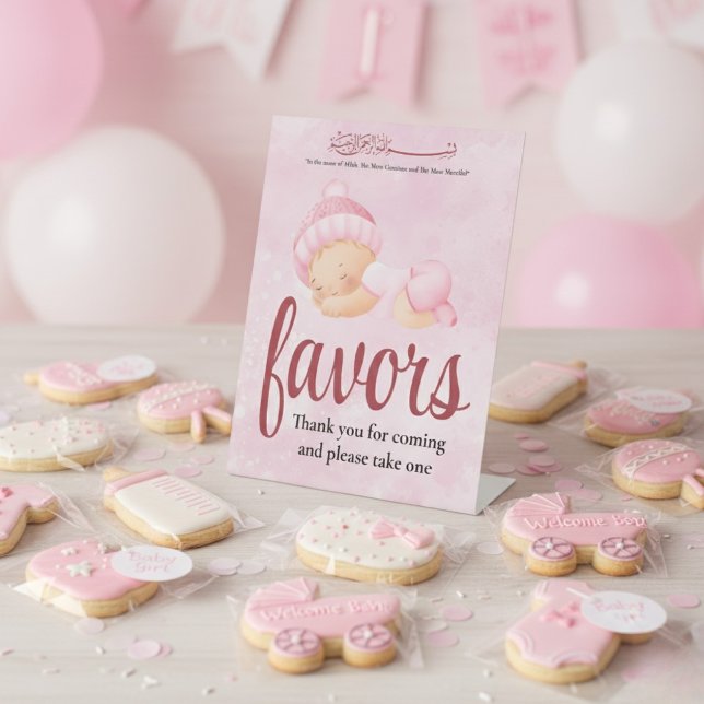 Panneau de cadeau de bébé fille Aqeeqah rose (Créateur téléchargé)