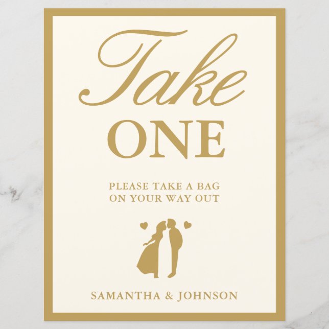 Panneau de cadeau de mariage 'Take One' élégant et (Devant)