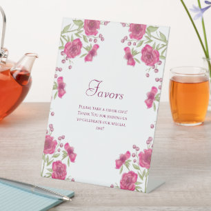 Panneau de cadeaux de mariage Rose rose vif