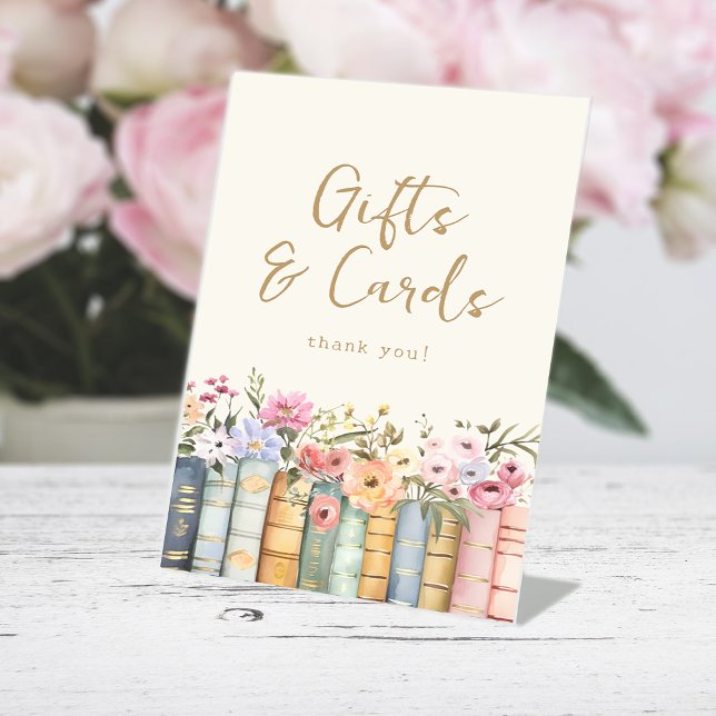 Panneau de cadeaux sur le thème du livre (Floral Book Theme Gifts and Cards Sign by Painted Paperie
)
