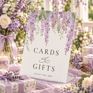 Panneau de cartes et cadeaux de fleurs de glycine