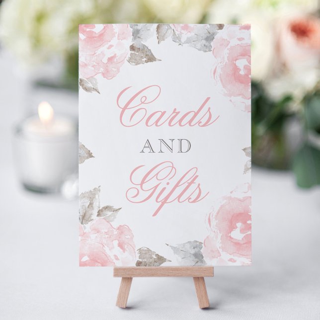 Panneau de cartes et cadeaux de roses aquarelles r (Créateur téléchargé)