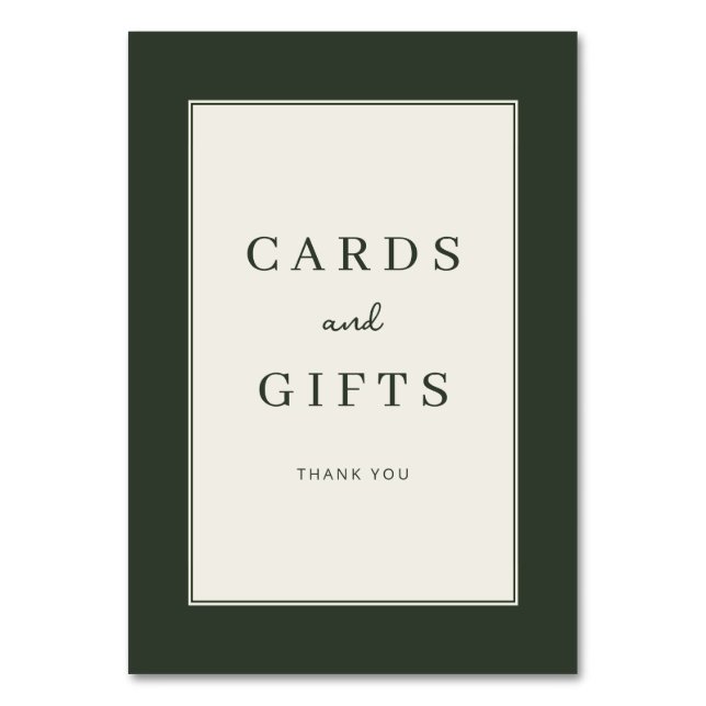Panneau de cartes et cadeaux élégant en vert avec  (Par défaut)