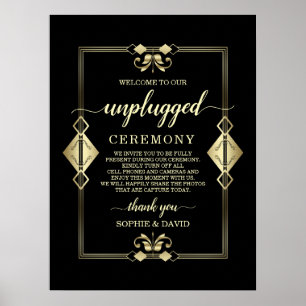 Panneau de cérémonie de mariage débranché Art Déco