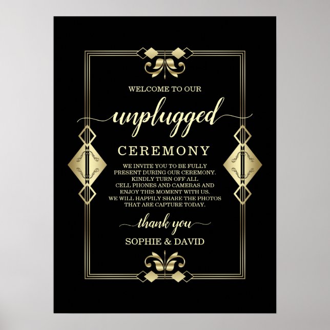 Panneau de cérémonie de mariage débranché Art Déco (Devant)
