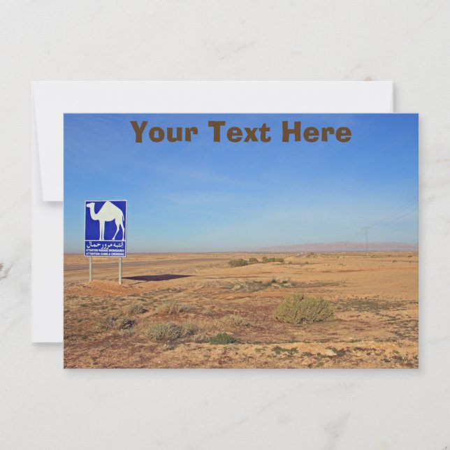 Panneau de chameaux, Tunisie, carte personnalisabl (Devant)