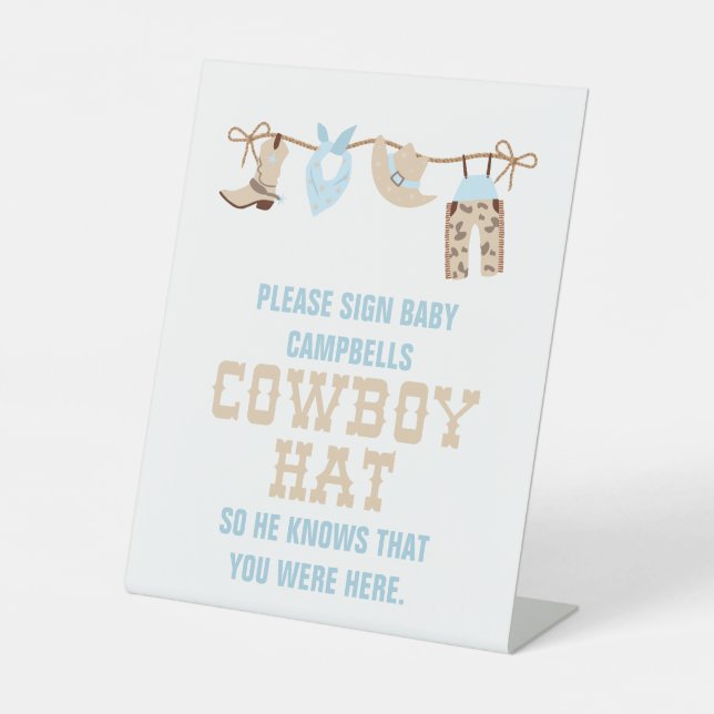Panneau de Chapeau pour Baby Shower Cowboy (Recto)