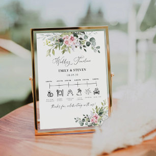 Panneau de chronologie Mariage rose pâle