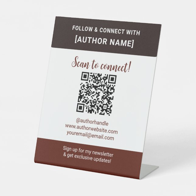 Panneau de code QR de l'auteur pour suivre et se c (Recto)