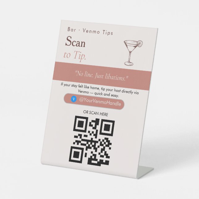 Panneau de code QR de pourboire neutre à scanner j (Recto)