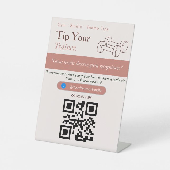 Panneau de code QR de pourboire propre pour votre  (Recto)