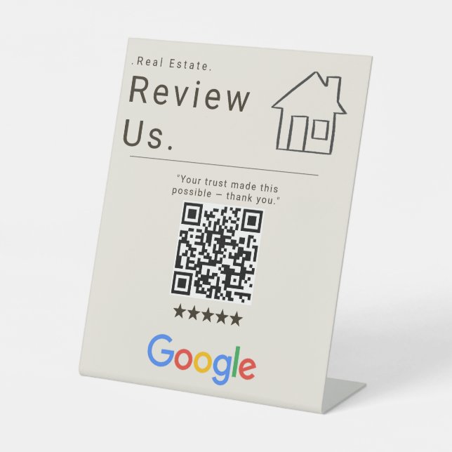 Panneau de code QR de révision d'agent immobilier  (Recto)
