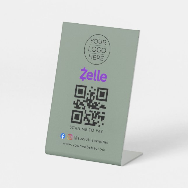 Panneau de code QR pour payer par balayage | Zelle (Recto)