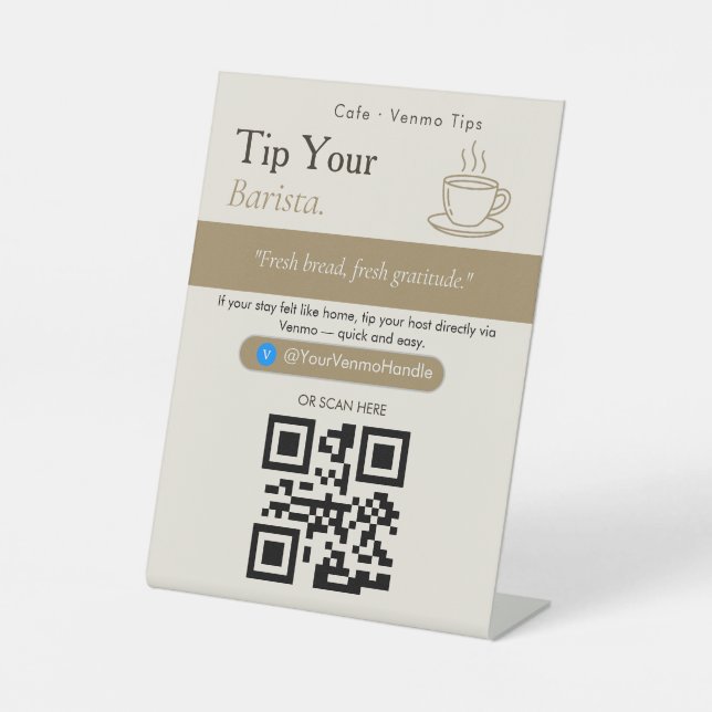 Panneau de code QR pour un pourboire généreux pour (Recto)