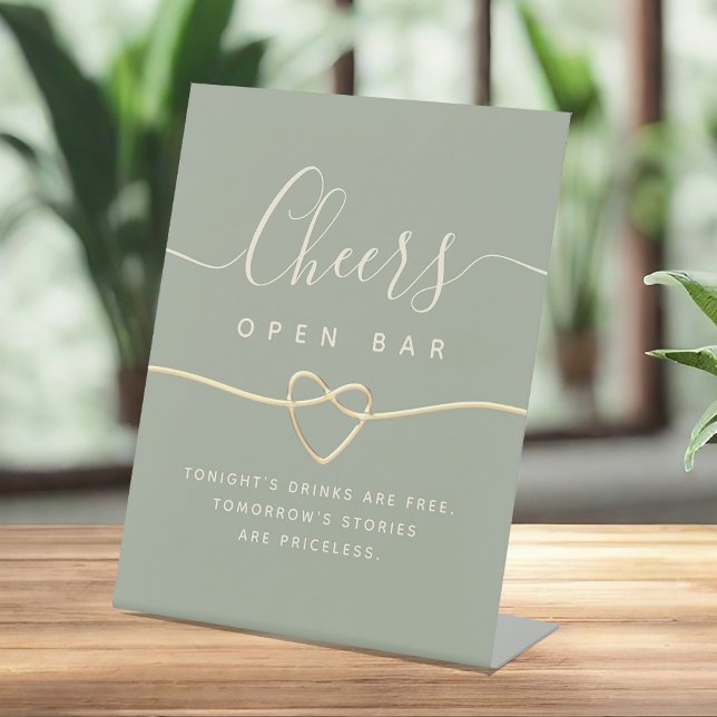 Panneau de comptoir de bar ouvert de mariage vert  (Créateur téléchargé)