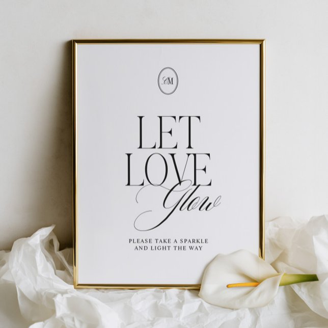 Panneau de départ de mariage Let Love Glow Sparkle (Let Love Glow Sparkler Send Off Wedding Sign)