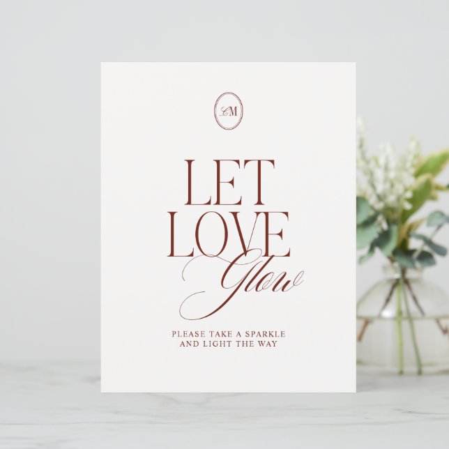Panneau de départ de mariage Let Love Glow Sparkle (Debout devant)