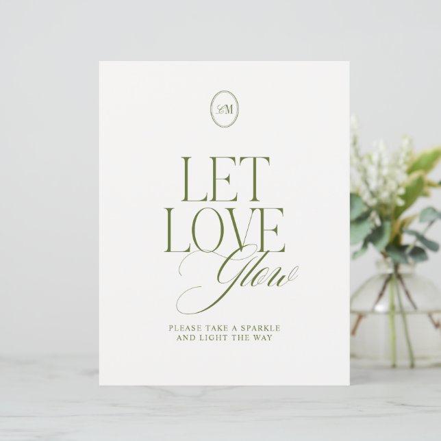Panneau de départ de mariage Let Love Glow Sparkle (Debout devant)