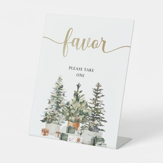 Panneau de faveur d'arbre de Noël et de cadeaux (Recto)