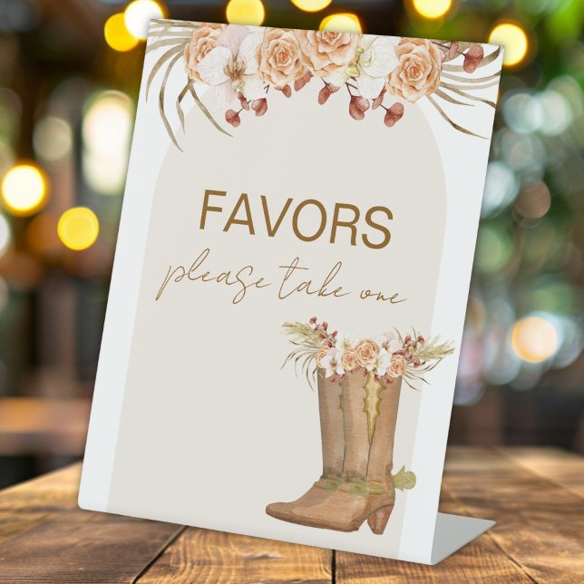Panneau de faveur de douche de mariage élégant bot (Elegant Cowgirl Boots Bridal Shower Favor Sign
)