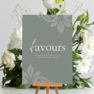 Panneau de faveur de script damassé minimal olive