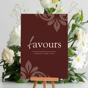 Panneau de faveur de script damassé minimal rouge