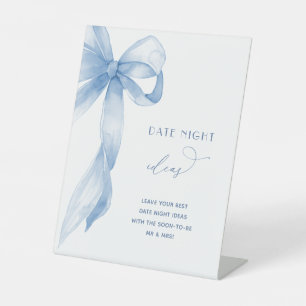 Panneau de Fête des mariées Dusty Blue Bow Date Ni