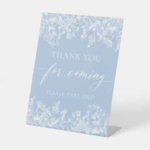 Panneau de fleurs sauvages bleu poussiéreux Merci