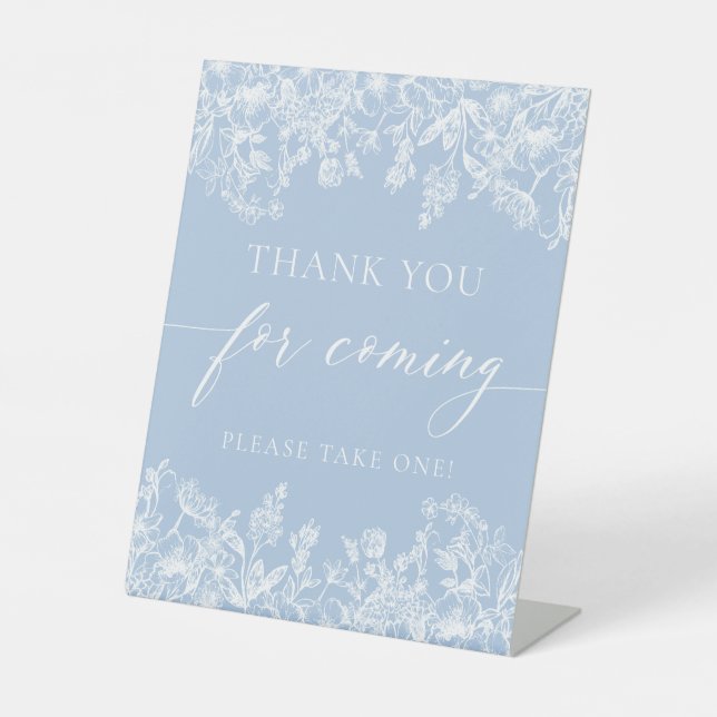 Panneau de fleurs sauvages bleu poussiéreux Merci  (Recto)