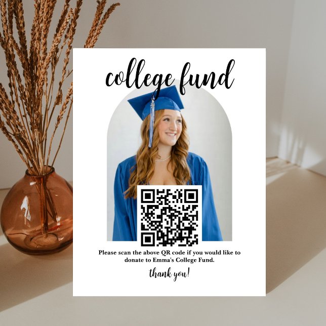 Panneau de fonds universitaire QR Code avec photo  (Créateur téléchargé)