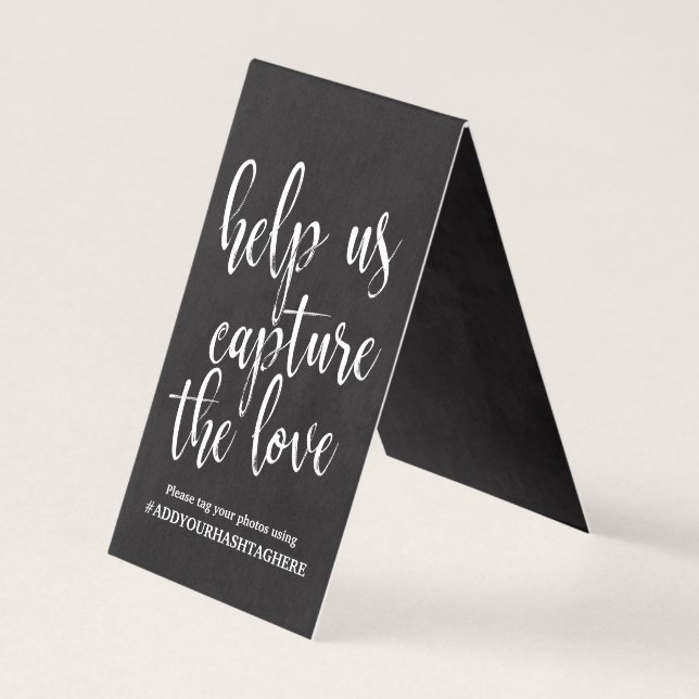 Panneau de hashtag de mariage calligraphie chic ta (Front)