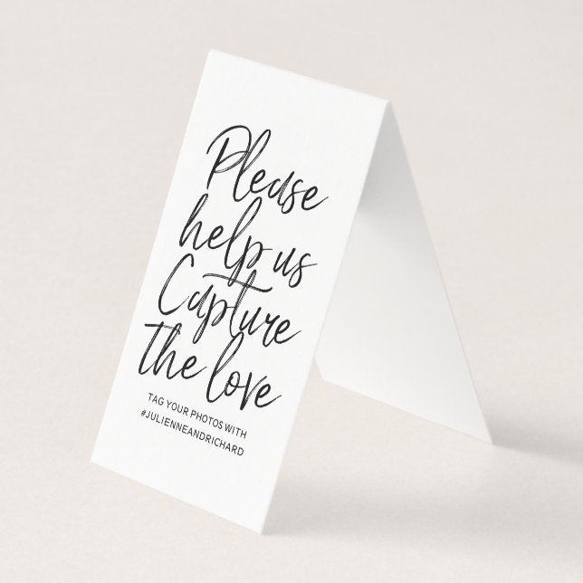 Panneau de hashtag mariage - noir et blanc (Front)