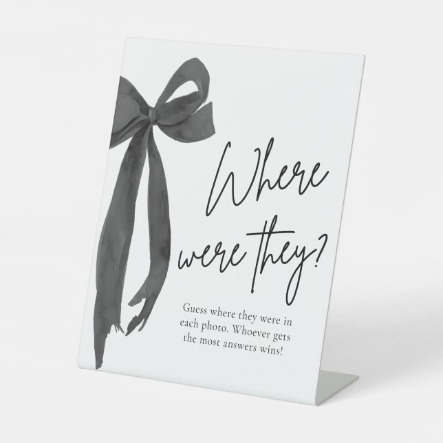 Panneau de jeu de Baby Shower Black Bow Où étaient (Recto)