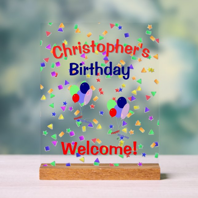 Panneau de joyeux anniversaire en acrylique coloré (Neutre)