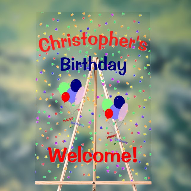 Panneau de joyeux anniversaire en acrylique coloré (Neutre)