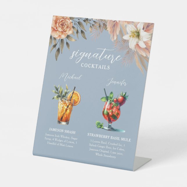 Panneau de la barre Cocktails Dusty Blue Signature (Recto)