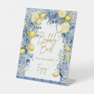 Panneau de la barre de bulles citron bleu Italie