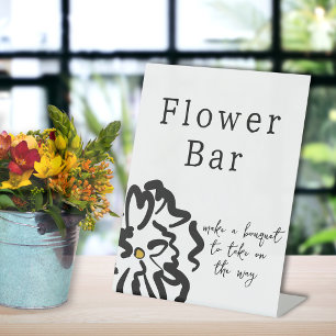 Panneau de la barre de fleurs noire et blanche con