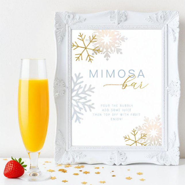 Panneau de la barre Mimosa Dusty Blue Snowflake (Mimosa Bar Tabletop Sign)