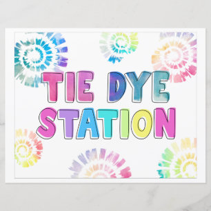 Panneau de la gare de Tie Dye   Signes de fête art